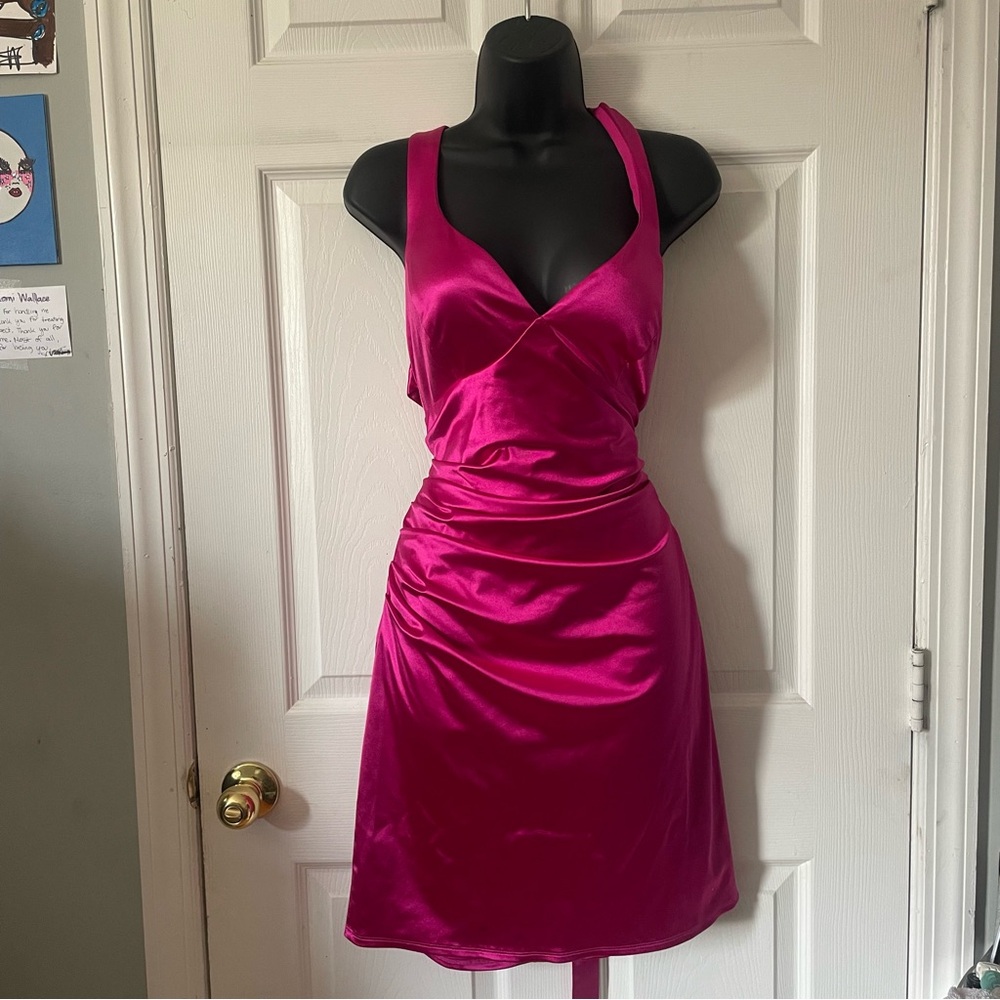 Fuchsia Satin Women's Dress